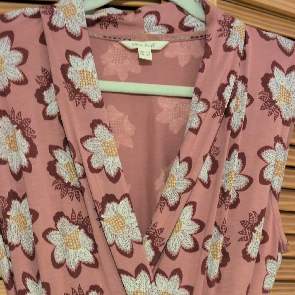 Floral Pink Sleeveless Dress With Adjustable Waist